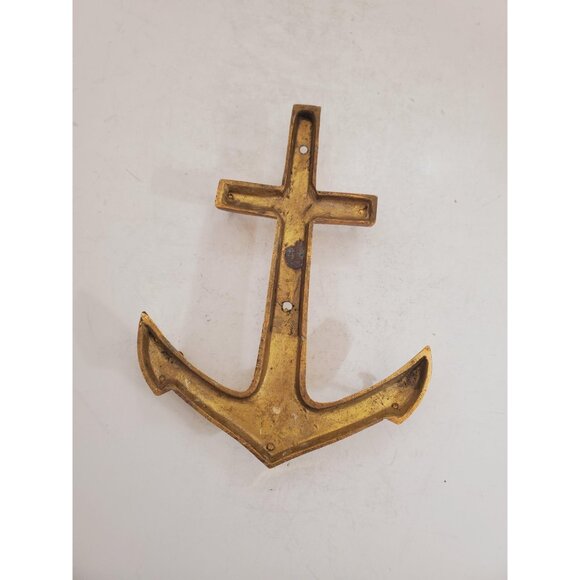 Vintage Brass Wall Key Holder Rack with five (5) Hooks | Mid Century Modern | - Picture 9 of 10